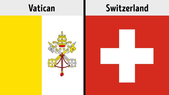 Quốc kỳ Vatican và Thụy Sĩ